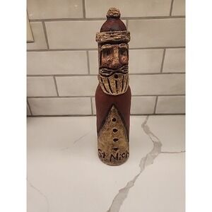 Vintage Rustic Primitive Farmhouse  Carved Santa Claus St. Nick Signed By Artist